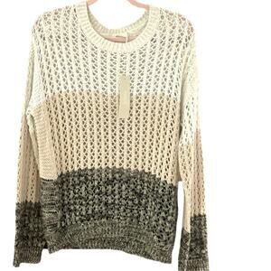 One Grey Day Open Knit Cotton/Cashmere/Silk Blend Oversized Slouchy Sweater sz M
